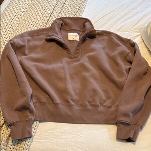 Abercrombie and Fitch Brown Sunday Quarter-Zip Sweatshirt